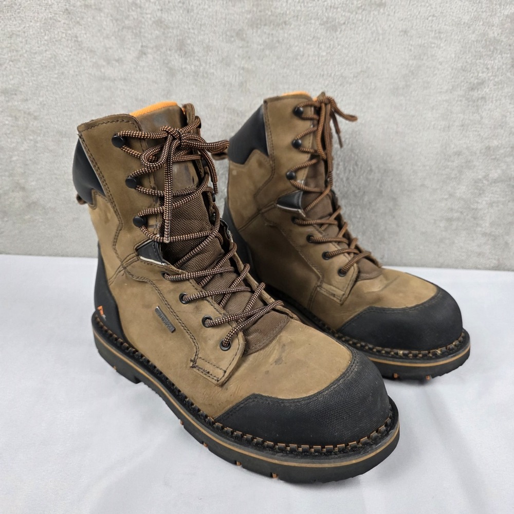 Ridgecut Toughwear Mens Brown Leather 8" Steel Toe Waterproof Work Boots 13M